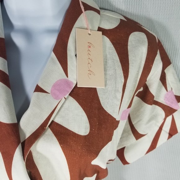 Hutch by Anthropologie Floral Wrap Mini Skirt Brown Motif Tie Wrap Dress NWT - Picture 3 of 6